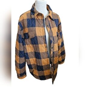 George Mens Plaid Quilted Jacket Fleece Lined Size XL.